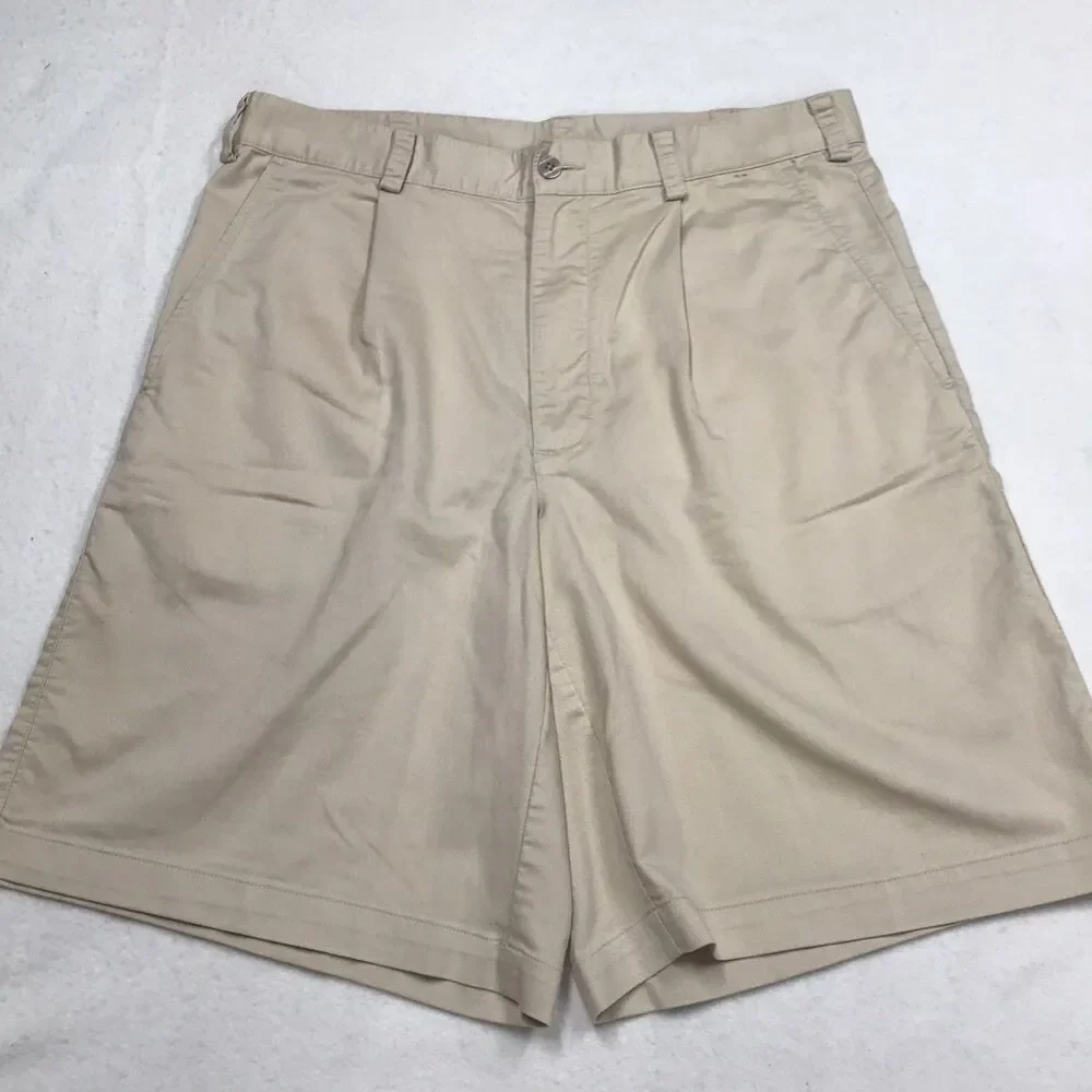 Men NIKE Shorts Men M 32W Khaki Tan Fit Dry Pleat Front Golf Casual Preppy